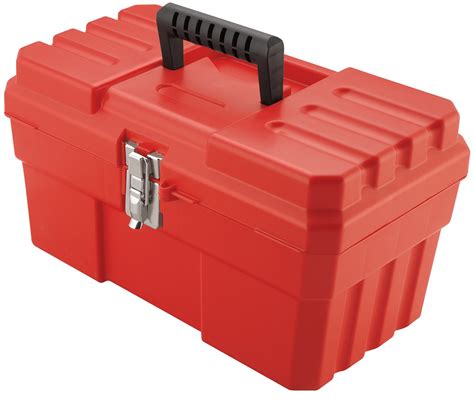 small red plastic tool box